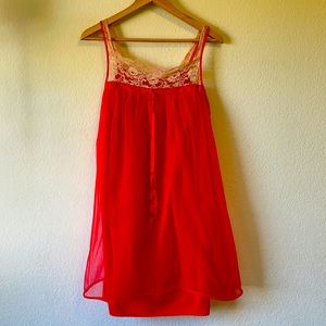 Vintage 60s ~ 70s Sheer Lace Chemise Slip